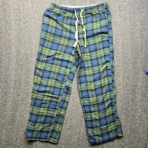 J.Crew Pajama Pants Mens Large Blue Green Plaid Flannel Cotton Lounge Sleepwear